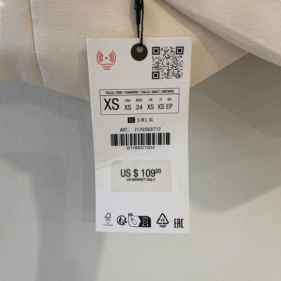 Zara Size XS Beige Double Breasted Tuxedo Vest Waistcoat Satin Trim Back Tie - Picture 8 of 12